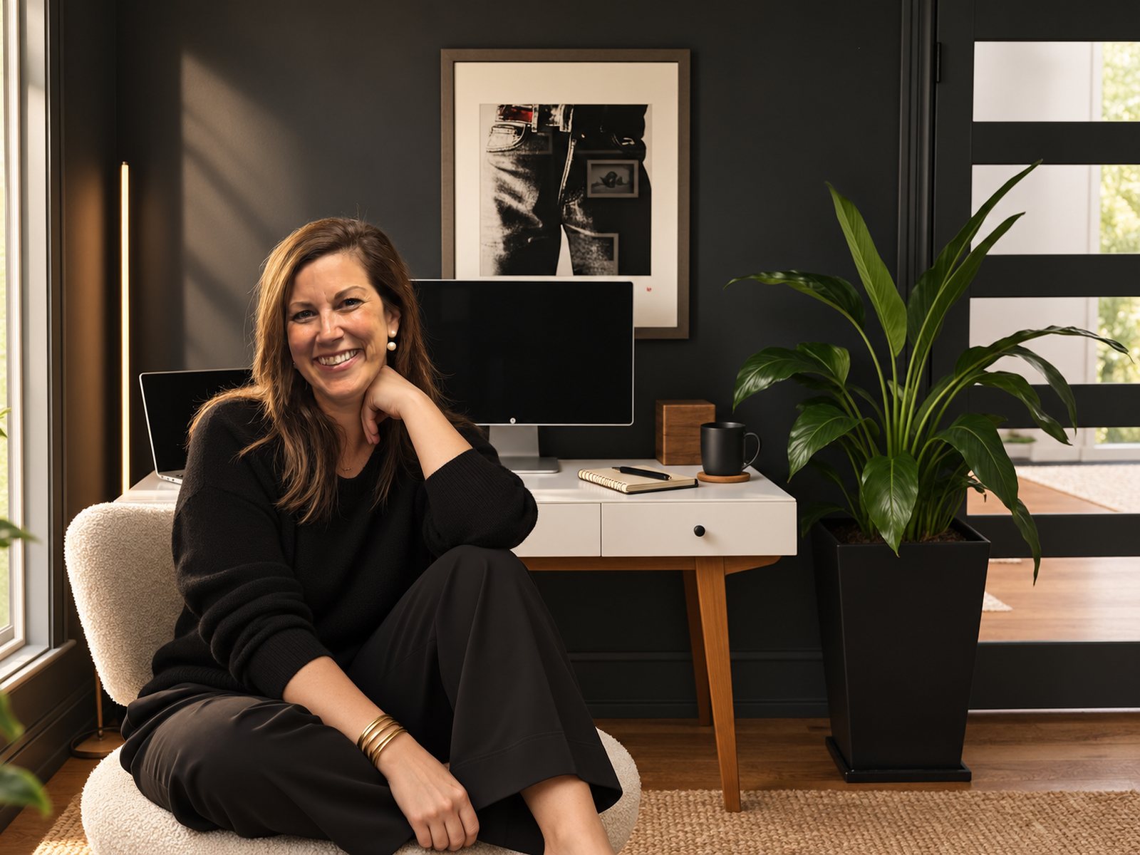 Sarah Chamberlain in her home studio in Durham, NC
